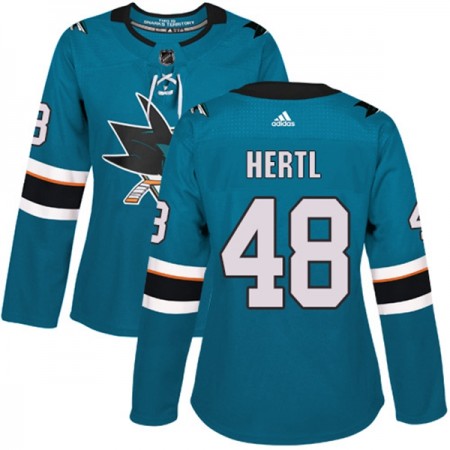 Nainen NHL San Jose Sharks Pelipaita Tomas Hertl 48 Adidas 2017-2018 Teal Authentic